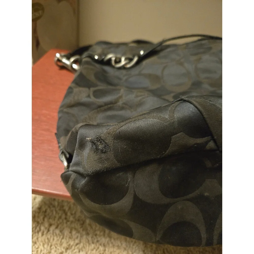 Coach Signature Mia Maggie Black Jacquard‎ Hobo Shoulder Bag F18619